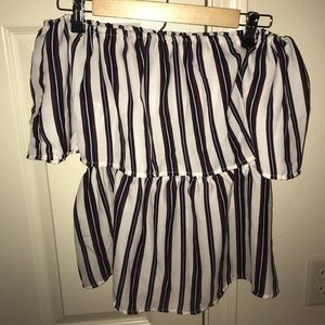 striped off the shoulder top